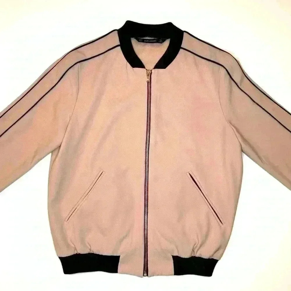 Zara Basic Womens Pink Bomber Jacket Size Xs - image 2